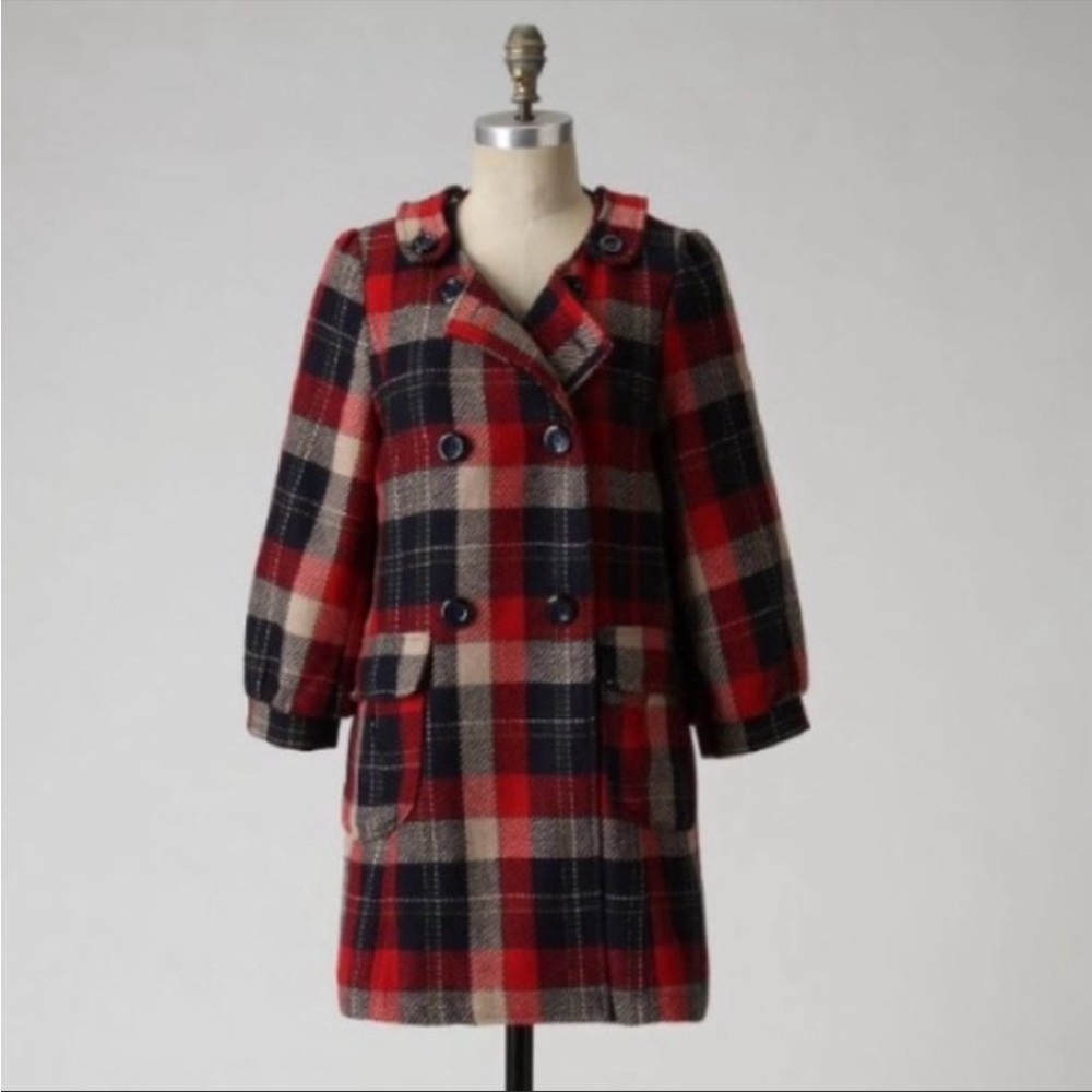 Anthropologie 213 Helena Plaid Coat Sz S